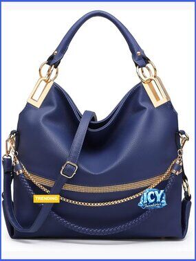 Large Hobo Tote with Rhinestone Accents Vegan Leather Handbag